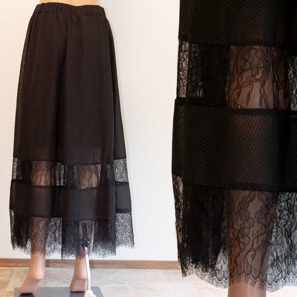 H&M Lace Panel Ankle Length Maxi Skirt Size 8 NWT - Picture 2 of 10